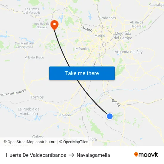 Huerta De Valdecarábanos to Navalagamella map