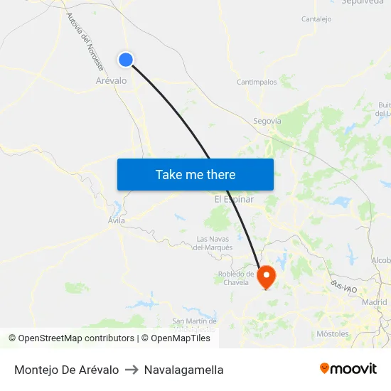 Montejo De Arévalo to Navalagamella map