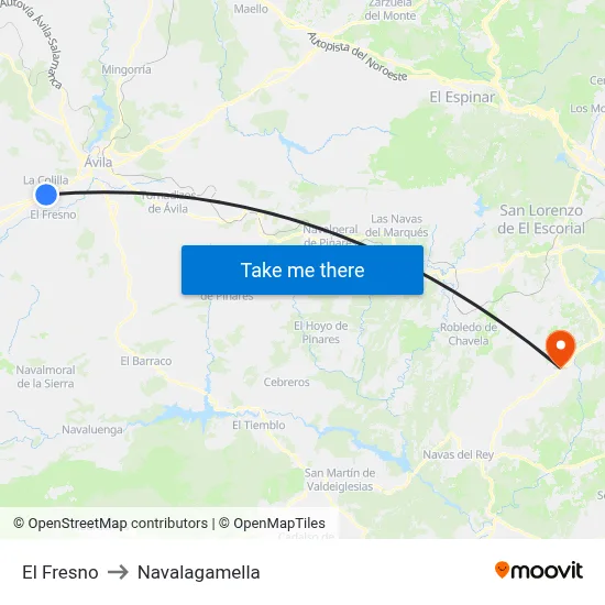 El Fresno to Navalagamella map