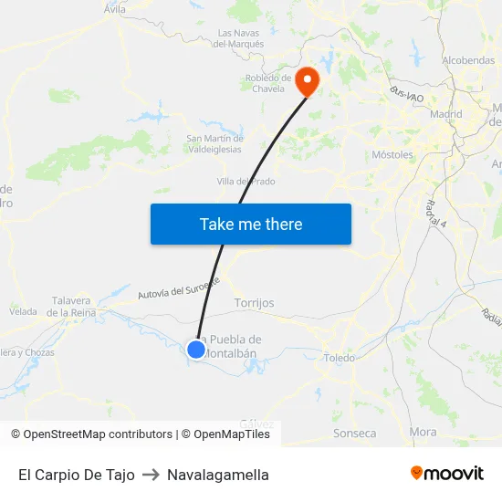 El Carpio De Tajo to Navalagamella map