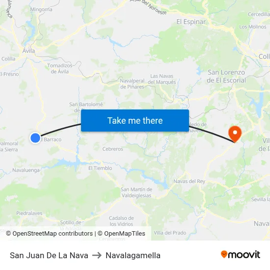 San Juan De La Nava to Navalagamella map