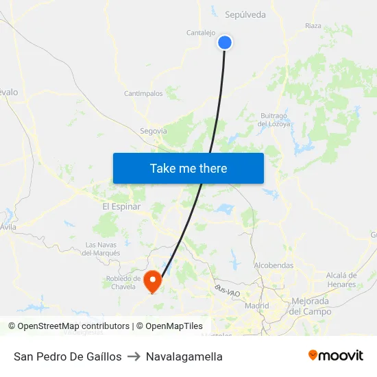 San Pedro De Gaíllos to Navalagamella map