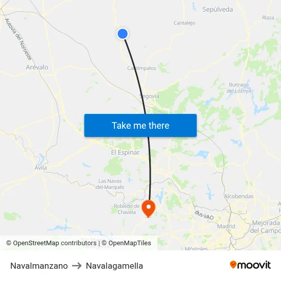 Navalmanzano to Navalagamella map