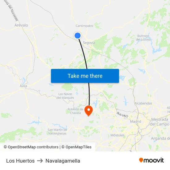 Los Huertos to Navalagamella map