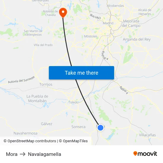 Mora to Navalagamella map