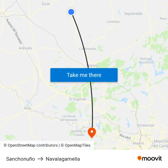 Sanchonuño to Navalagamella map