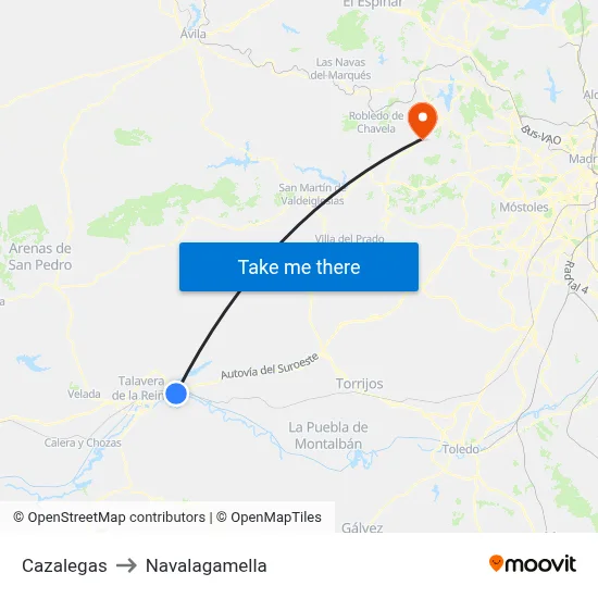 Cazalegas to Navalagamella map