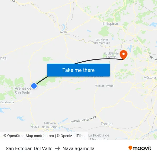 San Esteban Del Valle to Navalagamella map