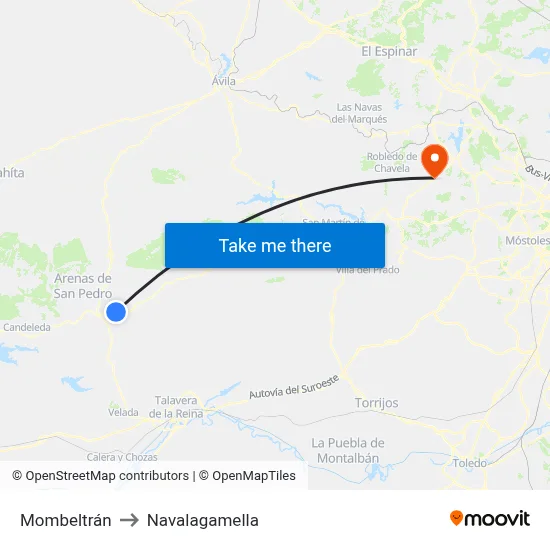 Mombeltrán to Navalagamella map