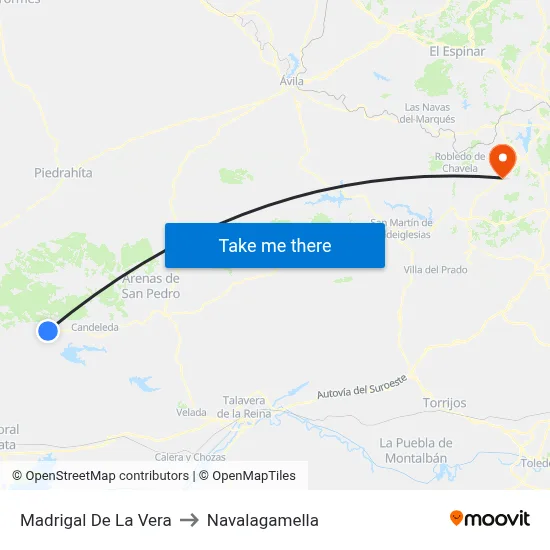 Madrigal De La Vera to Navalagamella map