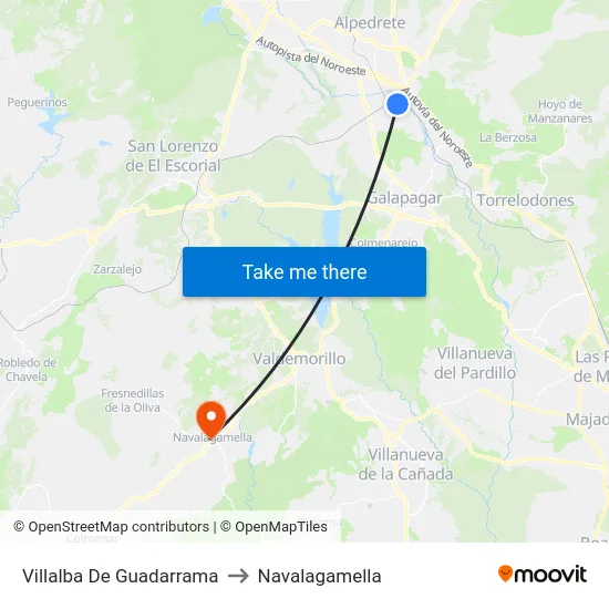 Villalba De Guadarrama to Navalagamella map