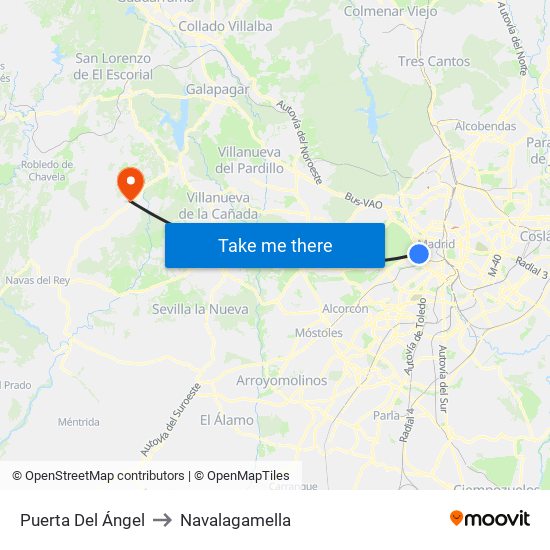 Puerta Del Ángel to Navalagamella map