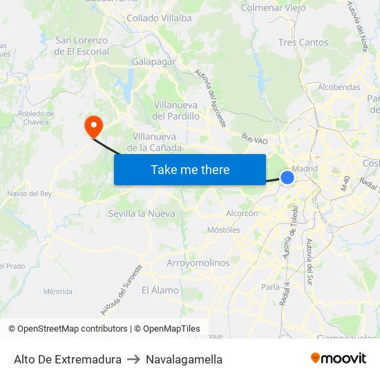 Alto De Extremadura to Navalagamella map