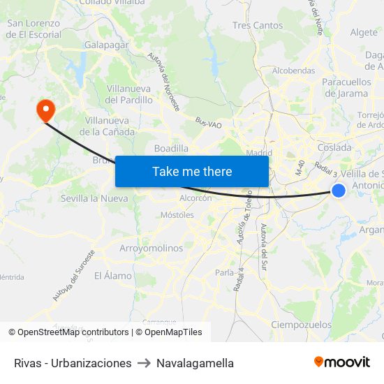 Rivas - Urbanizaciones to Navalagamella map