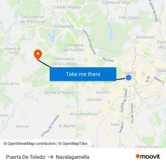 Puerta De Toledo to Navalagamella map