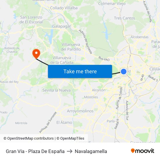 Gran Vía - Plaza De España to Navalagamella map