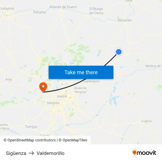 Sigüenza to Valdemorillo map
