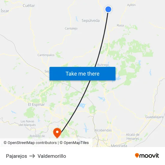Pajarejos to Valdemorillo map