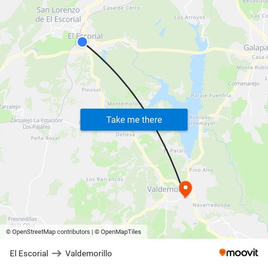 El Escorial to Valdemorillo map