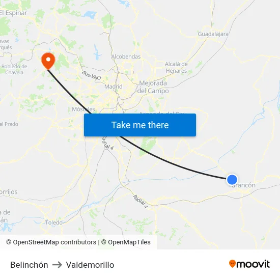 Belinchón to Valdemorillo map