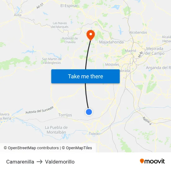 Camarenilla to Valdemorillo map