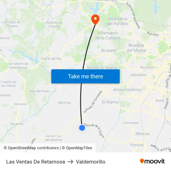 Las Ventas De Retamosa to Valdemorillo map