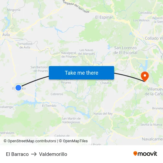 El Barraco to Valdemorillo map