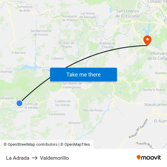 La Adrada to Valdemorillo map