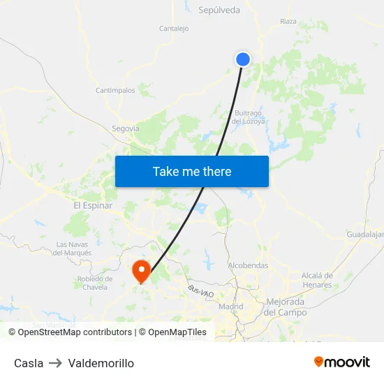 Casla to Valdemorillo map