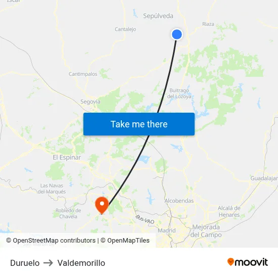 Duruelo to Valdemorillo map