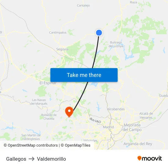 Gallegos to Valdemorillo map