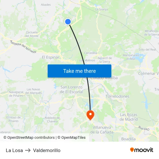 La Losa to Valdemorillo map