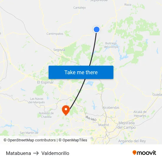 Matabuena to Valdemorillo map