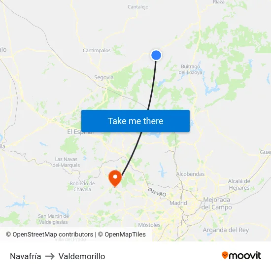 Navafría to Valdemorillo map