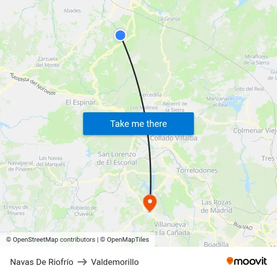 Navas De Riofrío to Valdemorillo map