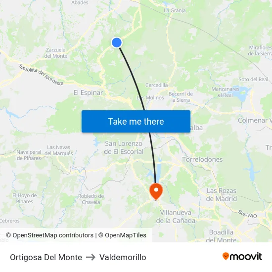 Ortigosa Del Monte to Valdemorillo map