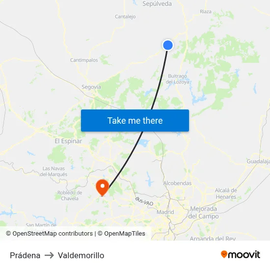 Prádena to Valdemorillo map