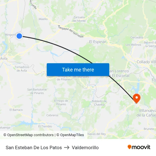 San Esteban De Los Patos to Valdemorillo map