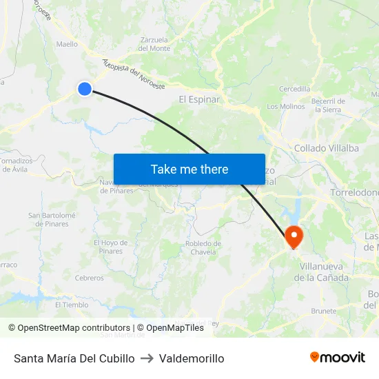 Santa María Del Cubillo to Valdemorillo map