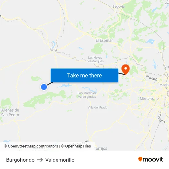 Burgohondo to Valdemorillo map
