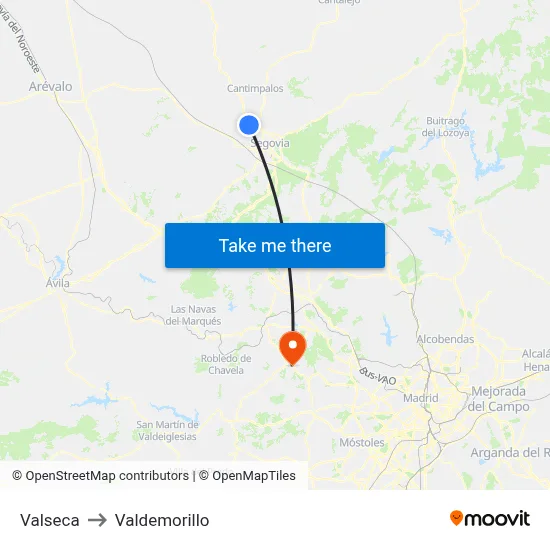 Valseca to Valdemorillo map
