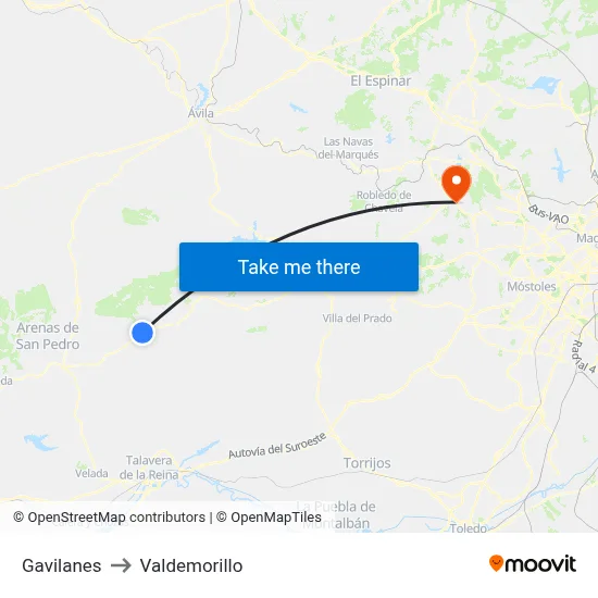 Gavilanes to Valdemorillo map