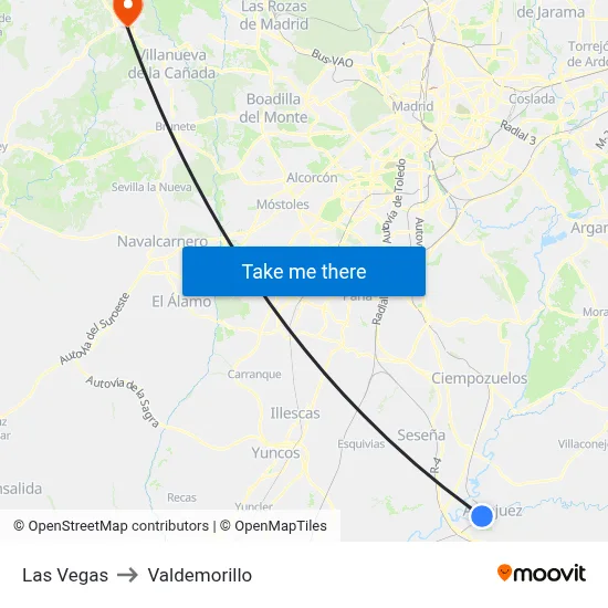 Las Vegas to Valdemorillo map