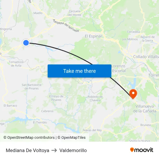 Mediana De Voltoya to Valdemorillo map