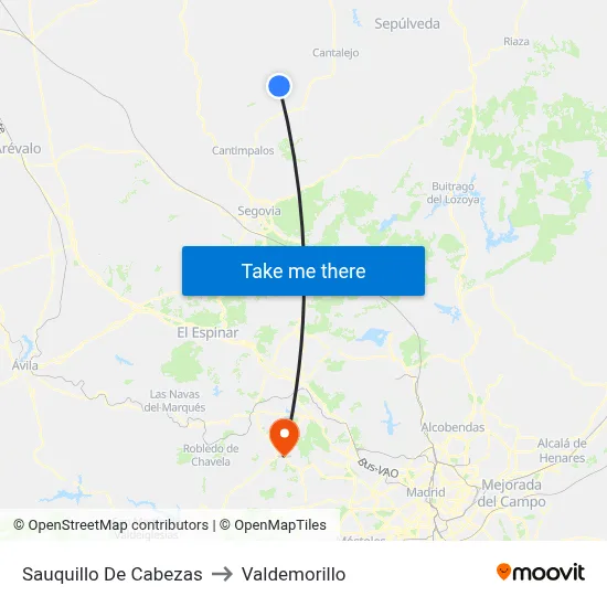 Sauquillo De Cabezas to Valdemorillo map