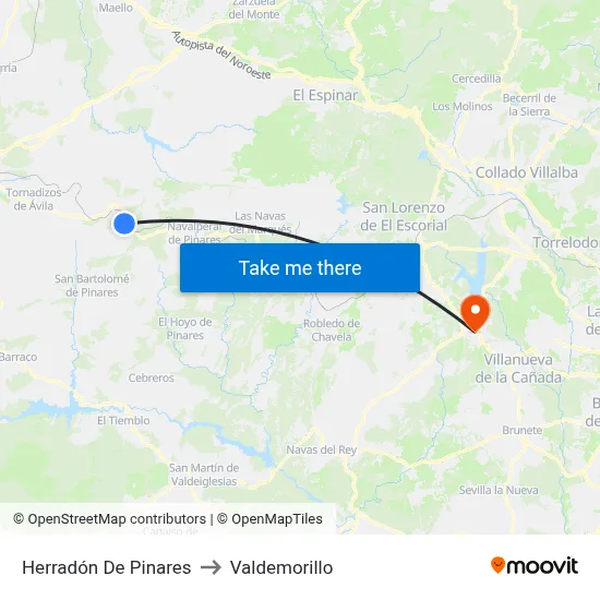 Herradón De Pinares to Valdemorillo map
