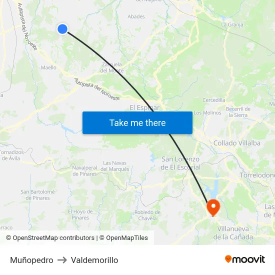 Muñopedro to Valdemorillo map