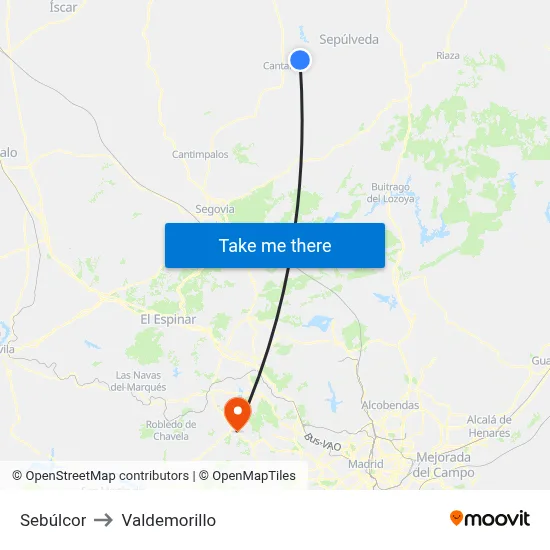 Sebúlcor to Valdemorillo map