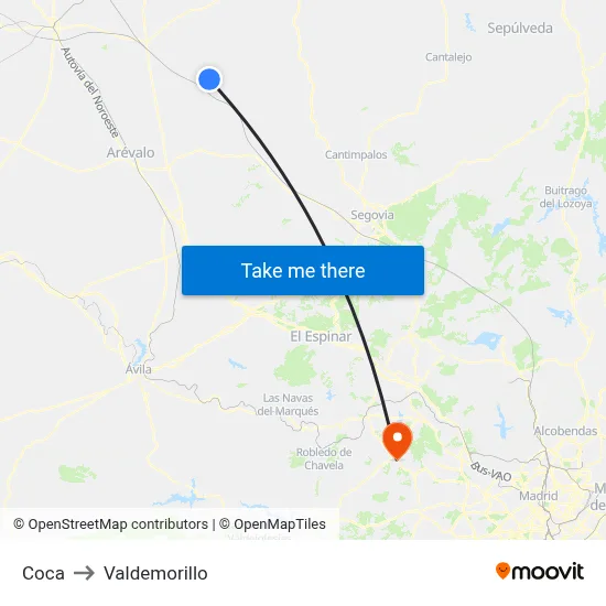 Coca to Valdemorillo map
