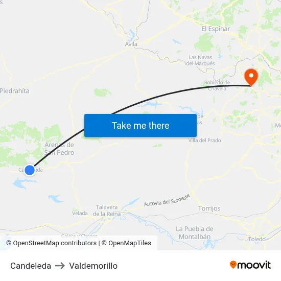 Candeleda to Valdemorillo map
